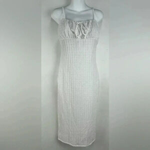 Women's Spaghetti Straps Knit Maxi Dress Square Neck Hollow Out Sweater Dress